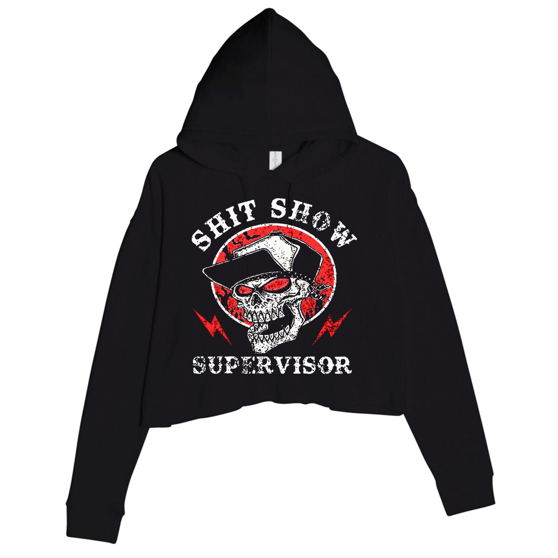 Shit Show Supervisor Skull Crop Fleece Hoodie