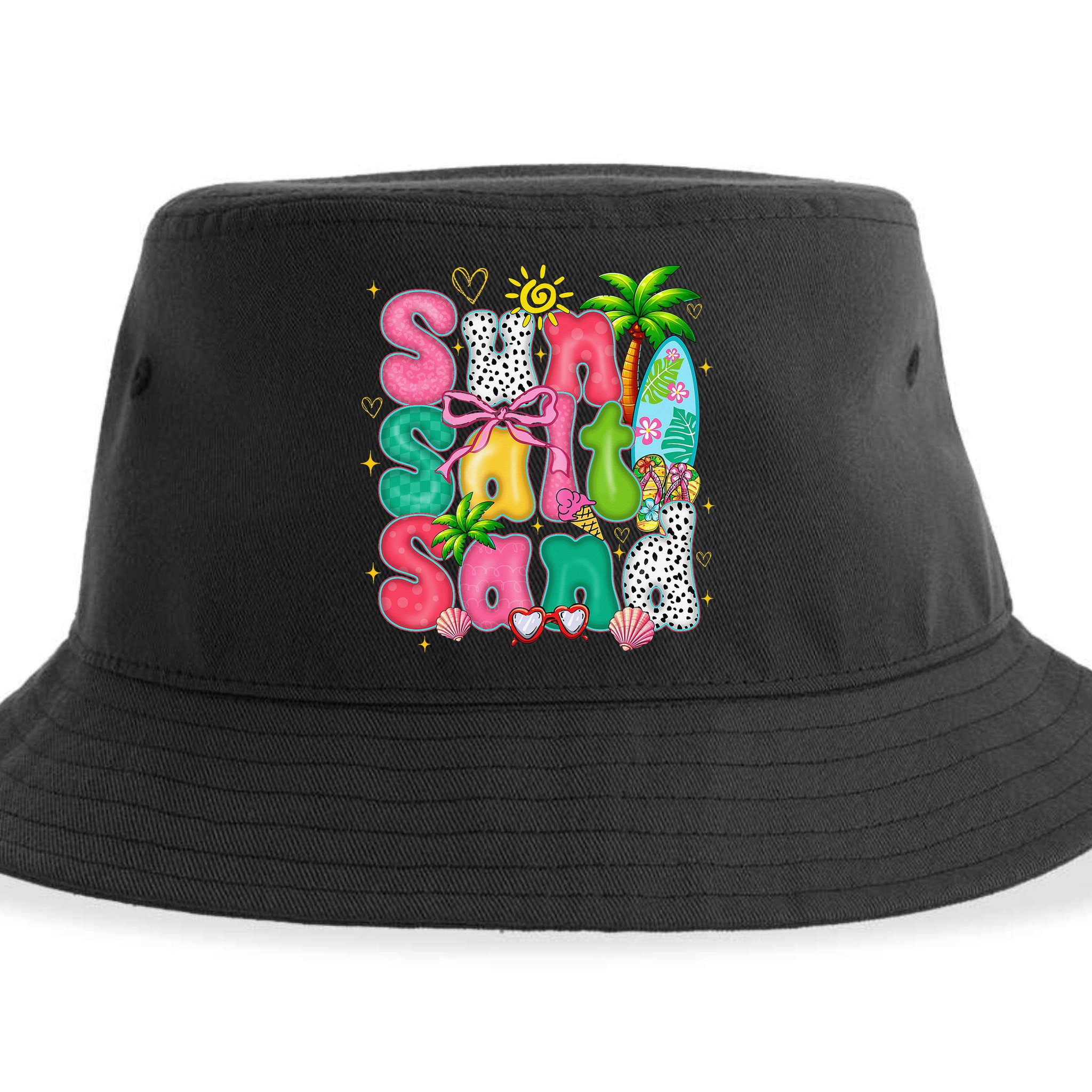 Sun Salt Sand Coquette Bow Palm Summer Vibes Beach Trip Sustainable Bucket Hat