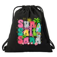 Sun Salt Sand Coquette Bow Palm Summer Vibes Beach Trip Drawstring Bag