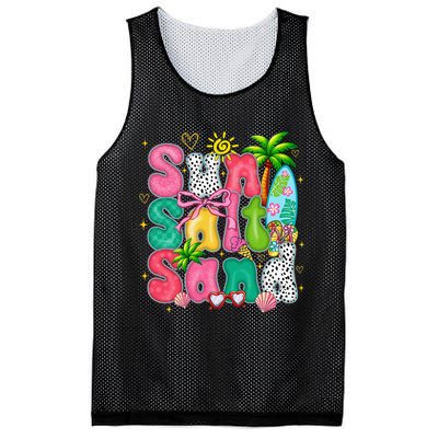 Sun Salt Sand Coquette Bow Palm Summer Vibes Beach Trip Mesh Reversible Basketball Jersey Tank
