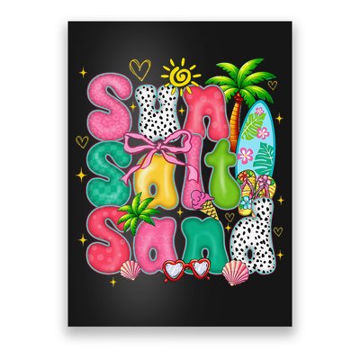 Sun Salt Sand Coquette Bow Palm Summer Vibes Beach Trip Poster