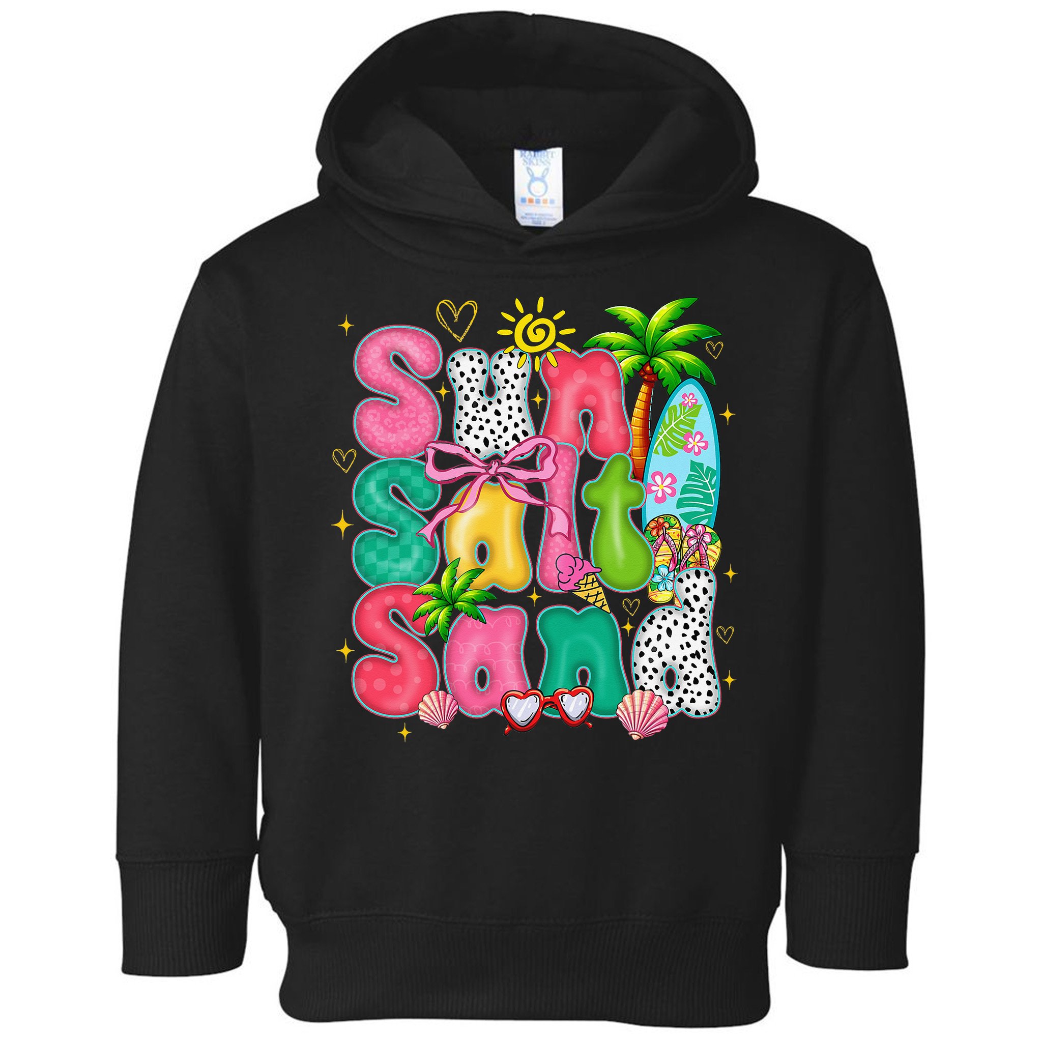 Sun Salt Sand Coquette Bow Palm Summer Vibes Beach Trip Toddler Hoodie