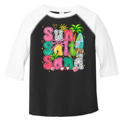 Sun Salt Sand Coquette Bow Palm Summer Vibes Beach Trip Toddler Fine Jersey T-Shirt
