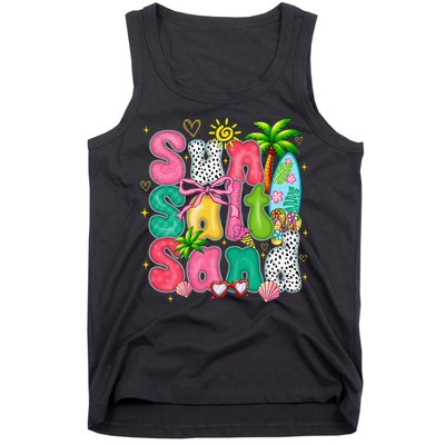 Sun Salt Sand Coquette Bow Palm Summer Vibes Beach Trip Tank Top