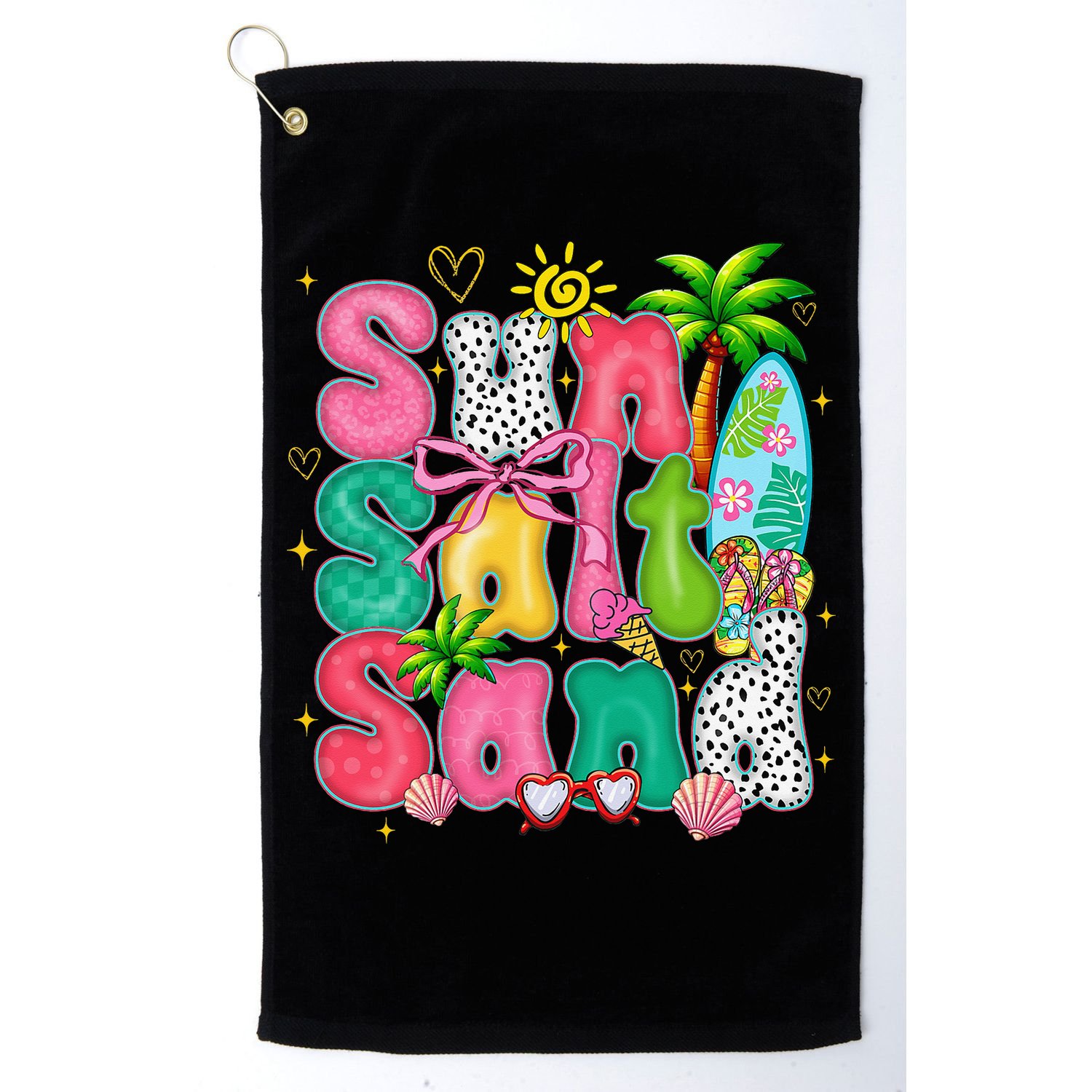 Sun Salt Sand Coquette Bow Palm Summer Vibes Beach Trip Golf Towel