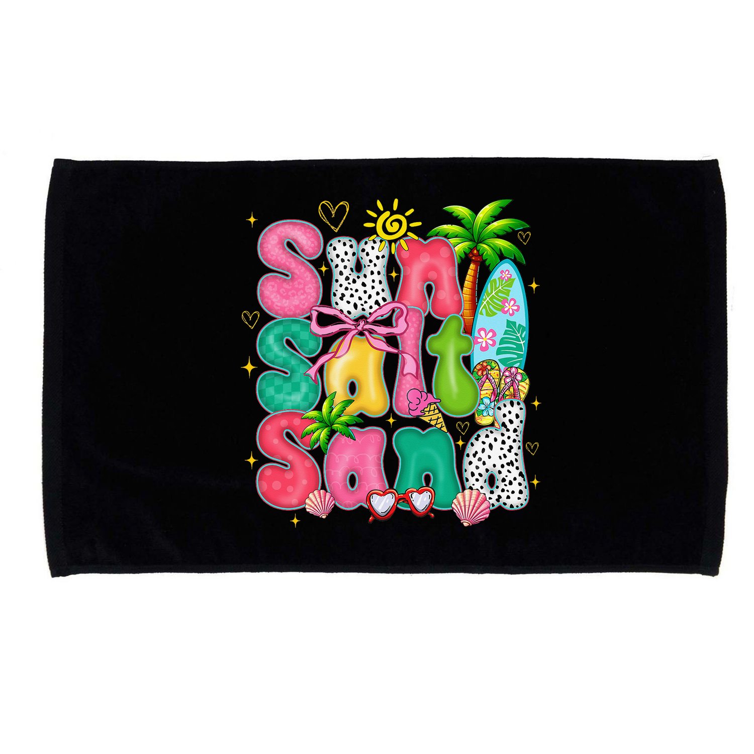 Sun Salt Sand Coquette Bow Palm Summer Vibes Beach Trip Microfiber Hand Towel