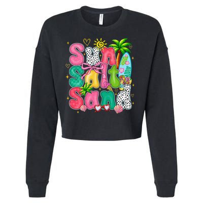 Sun Salt Sand Coquette Bow Palm Summer Vibes Beach Trip Cropped Pullover Crew