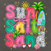 Sun Salt Sand Coquette Bow Palm Summer Vibes Beach Trip Cotton Canvas Backpack