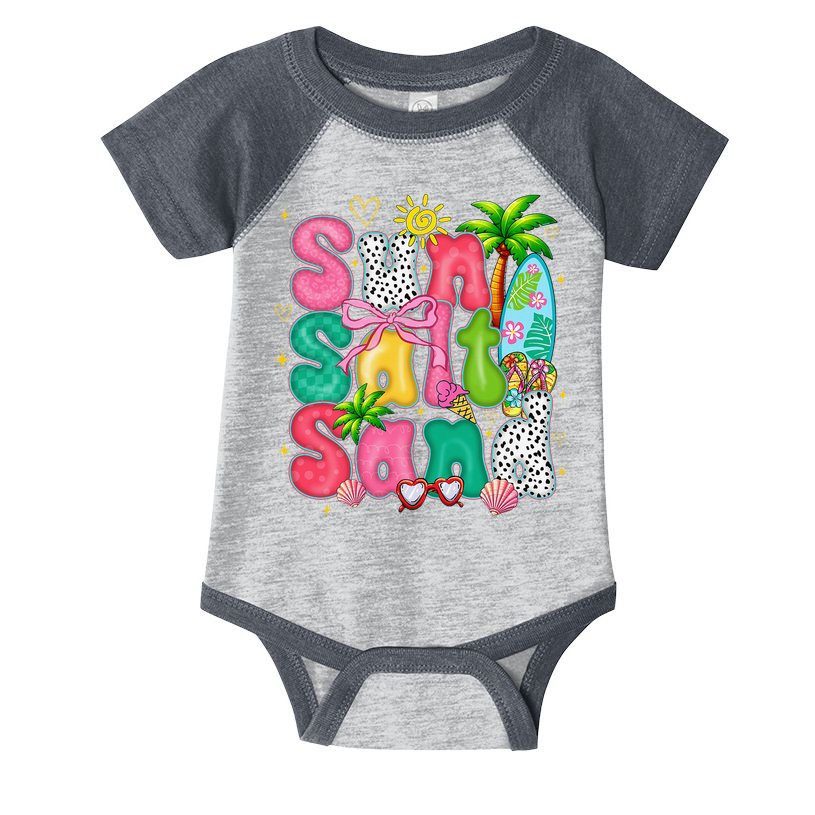 Sun Salt Sand Coquette Bow Palm Summer Vibes Beach Trip Infant Baby Jersey Bodysuit