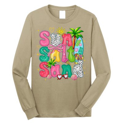 Sun Salt Sand Coquette Bow Palm Summer Vibes Beach Trip Long Sleeve Shirt