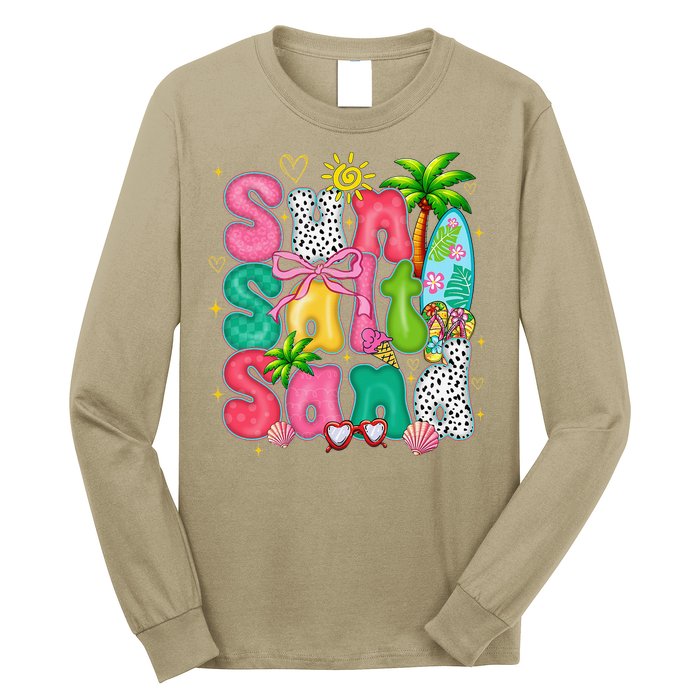 Sun Salt Sand Coquette Bow Palm Summer Vibes Beach Trip Long Sleeve Shirt
