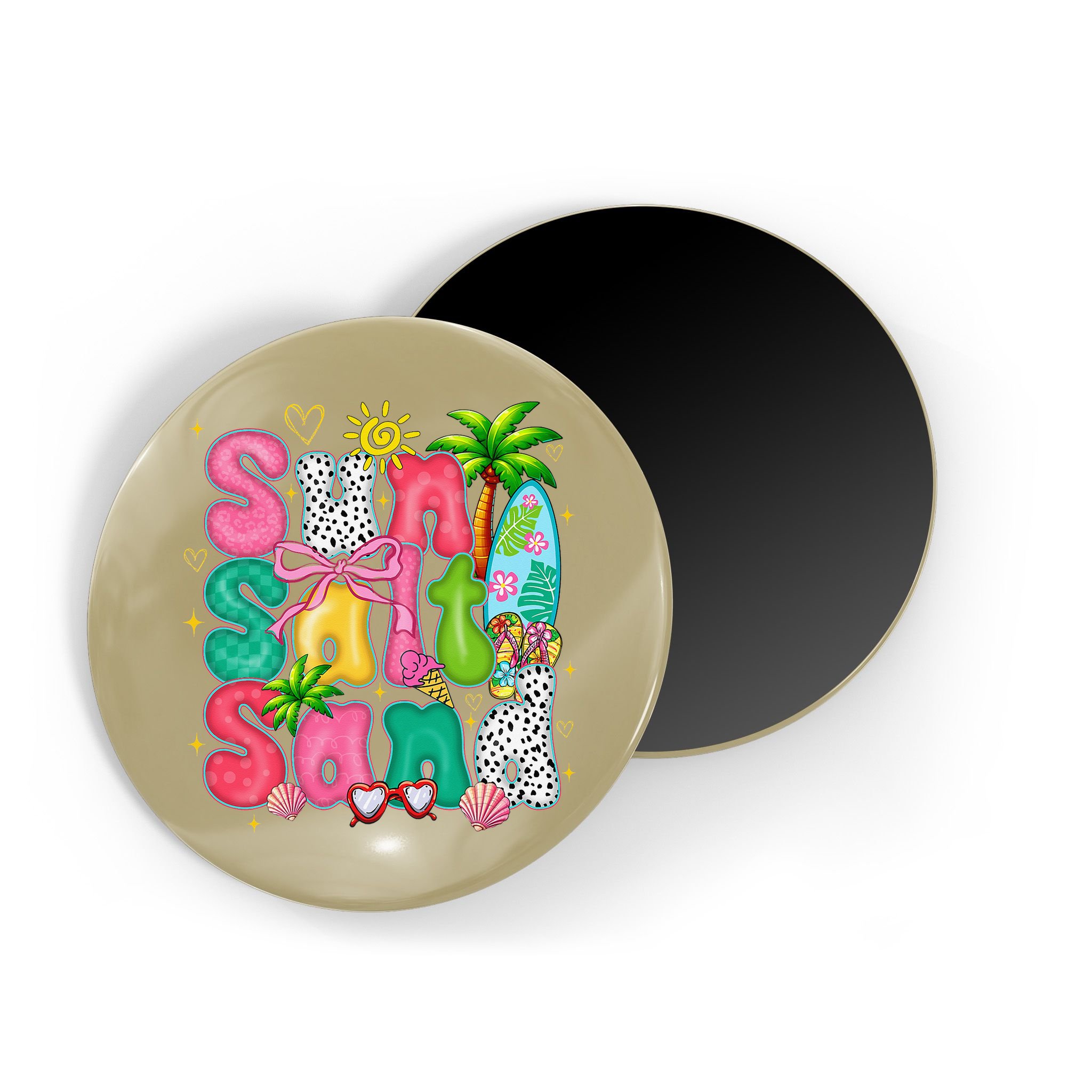 Sun Salt Sand Coquette Bow Palm Summer Vibes Beach Trip Magnet