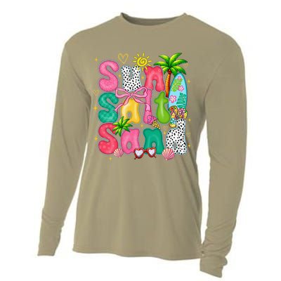 Sun Salt Sand Coquette Bow Palm Summer Vibes Beach Trip Cooling Performance Long Sleeve Crew