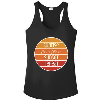 Sunrise Suntan Sunset Repeat Beach Surfer Sun Lover Sunburn Gift Ladies PosiCharge Competitor Racerback Tank