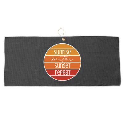 Sunrise Suntan Sunset Repeat Beach Surfer Sun Lover Sunburn Gift Large Microfiber Waffle Golf Towel