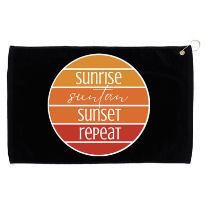 Sunrise Suntan Sunset Repeat Beach Surfer Sun Lover Sunburn Gift Grommeted Golf Towel