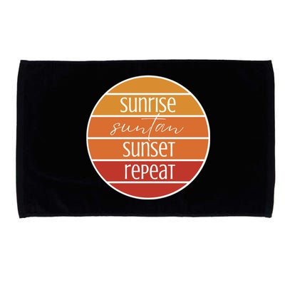 Sunrise Suntan Sunset Repeat Beach Surfer Sun Lover Sunburn Gift Microfiber Hand Towel