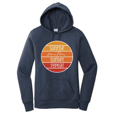 Sunrise Suntan Sunset Repeat Beach Surfer Sun Lover Sunburn Gift Women's Pullover Hoodie