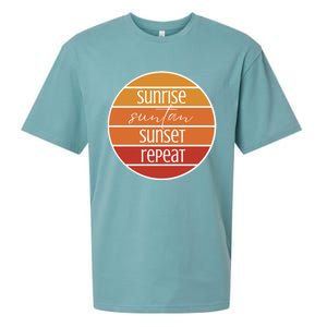 Sunrise Suntan Sunset Repeat Beach Surfer Sun Lover Sunburn Gift Sueded Cloud Jersey T-Shirt