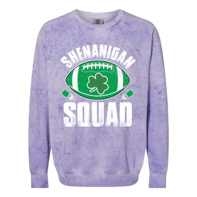 Shenanigan Squad St Patricks Day Funny American Football Gift Colorblast Crewneck Sweatshirt