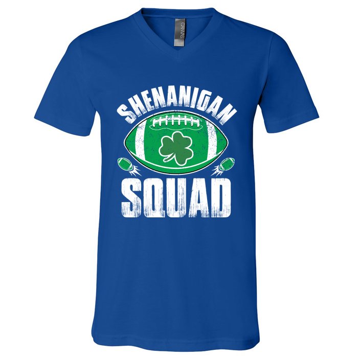 Shenanigan Squad St Patricks Day Funny American Football Gift V-Neck T-Shirt