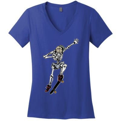 Skeleton Skating Skater Aesthetic Clothes Soft Grunge Punk Gift Women's V-Neck T-Shirt