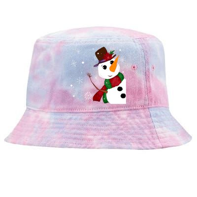 Snowman + Snowflakes Tie-Dyed Bucket Hat