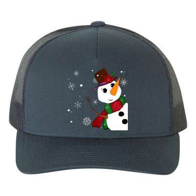 Snowman + Snowflakes Yupoong Adult 5-Panel Trucker Hat