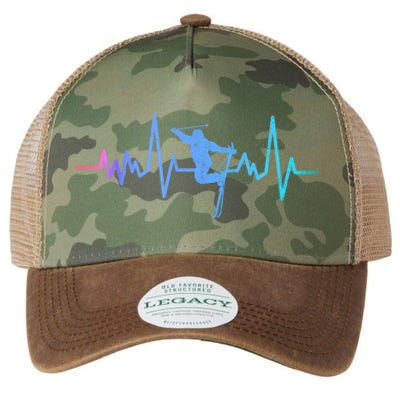 Skiing Skier Ski Instructor Heartbeat Winter Sports Ski Cool Gift Legacy Tie Dye Trucker Hat