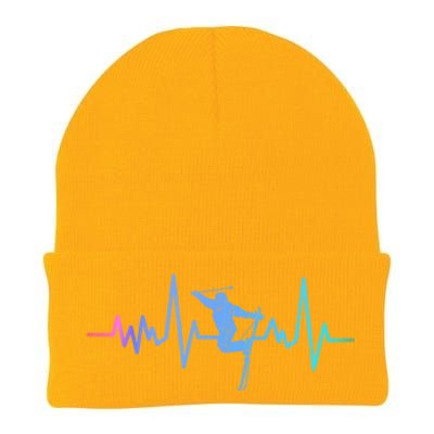 Skiing Skier Ski Instructor Heartbeat Winter Sports Ski Cool Gift Knit Cap Winter Beanie