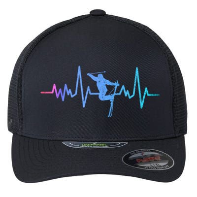 Skiing Skier Ski Instructor Heartbeat Winter Sports Ski Cool Gift Flexfit Unipanel Trucker Cap