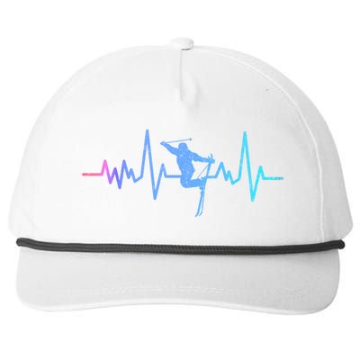 Skiing Skier Ski Instructor Heartbeat Winter Sports Ski Cool Gift Snapback Five-Panel Rope Hat