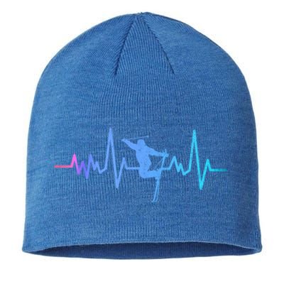 Skiing Skier Ski Instructor Heartbeat Winter Sports Ski Cool Gift Sustainable Beanie