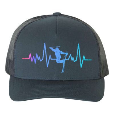 Skiing Skier Ski Instructor Heartbeat Winter Sports Ski Cool Gift Yupoong Adult 5-Panel Trucker Hat