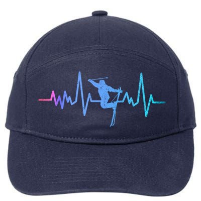 Skiing Skier Ski Instructor Heartbeat Winter Sports Ski Cool Gift 7-Panel Snapback Hat