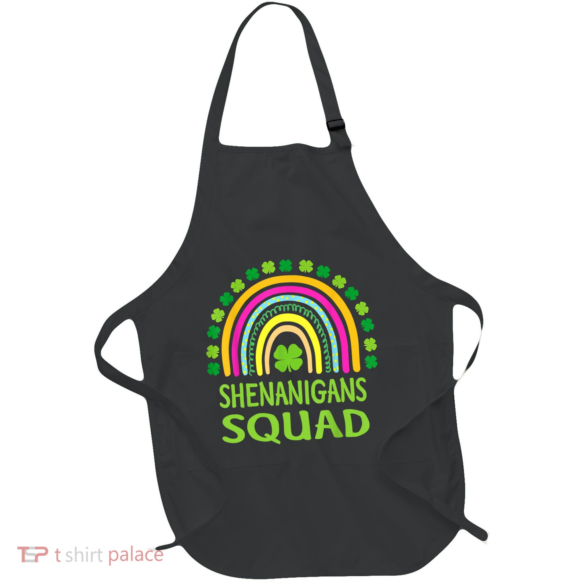 Shenanigans Squad St Patrick's Day Rainbow Shamrock Apron