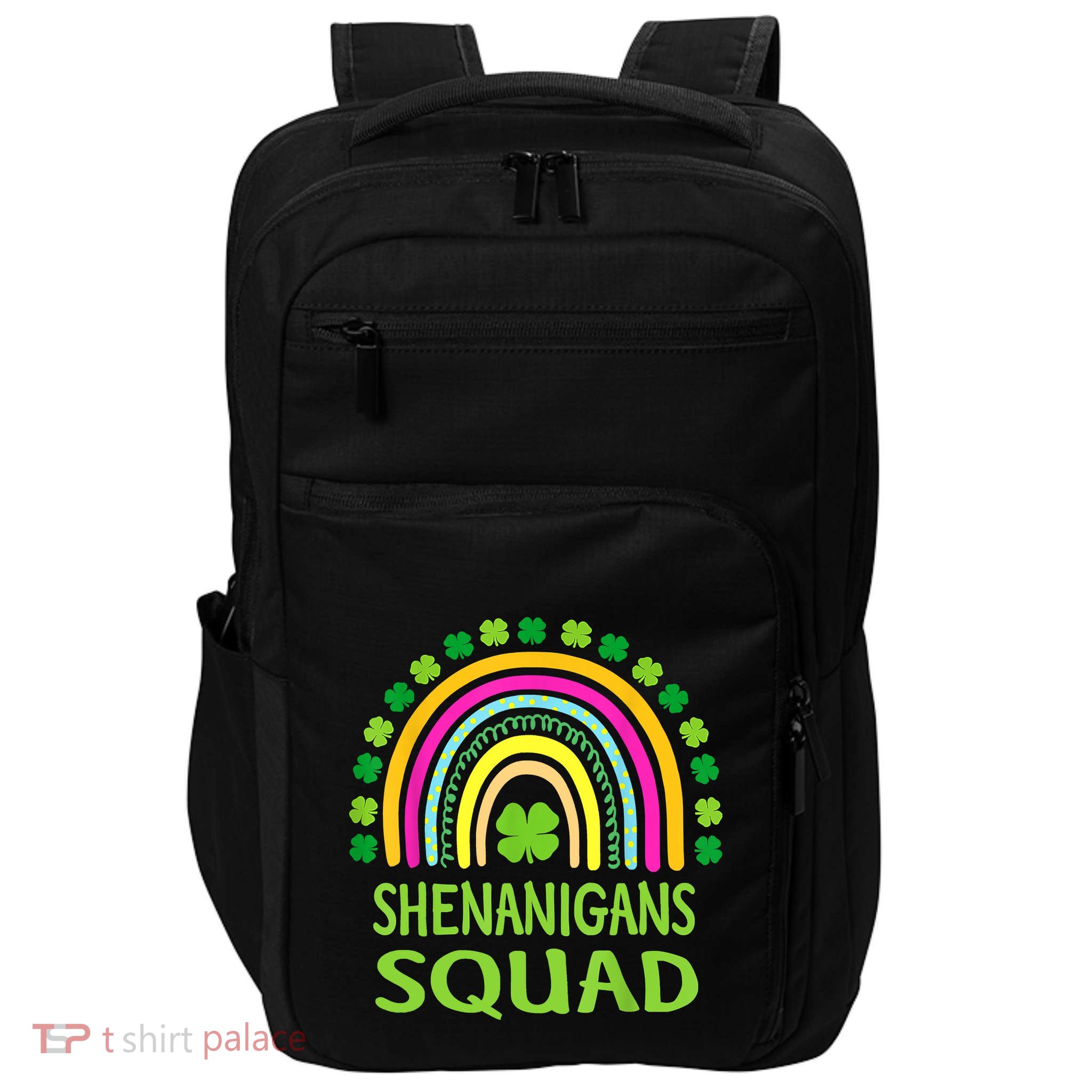 Shenanigans Squad St Patrick's Day Rainbow Shamrock Impact Tech Backpack