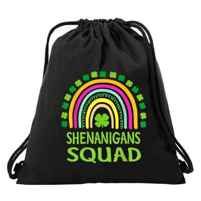 Shenanigans Squad St Patrick's Day Rainbow Shamrock Drawstring Bag