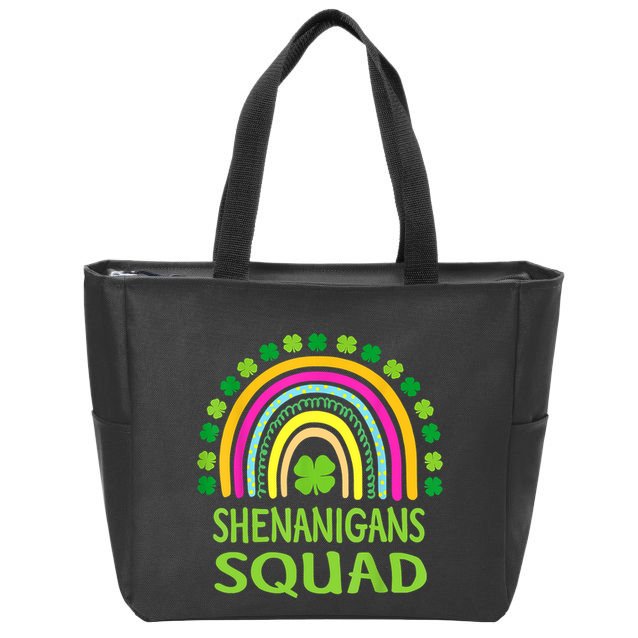Shenanigans Squad St Patrick's Day Rainbow Shamrock Zip Tote Bag