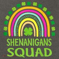 Shenanigans Squad St Patrick's Day Rainbow Shamrock Cotton Canvas Backpack