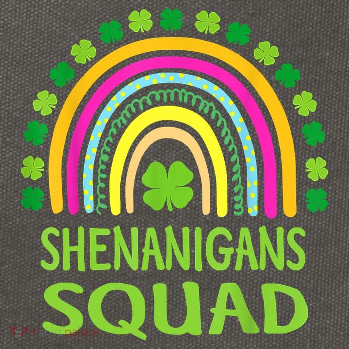 Shenanigans Squad St Patrick's Day Rainbow Shamrock Cotton Canvas Backpack