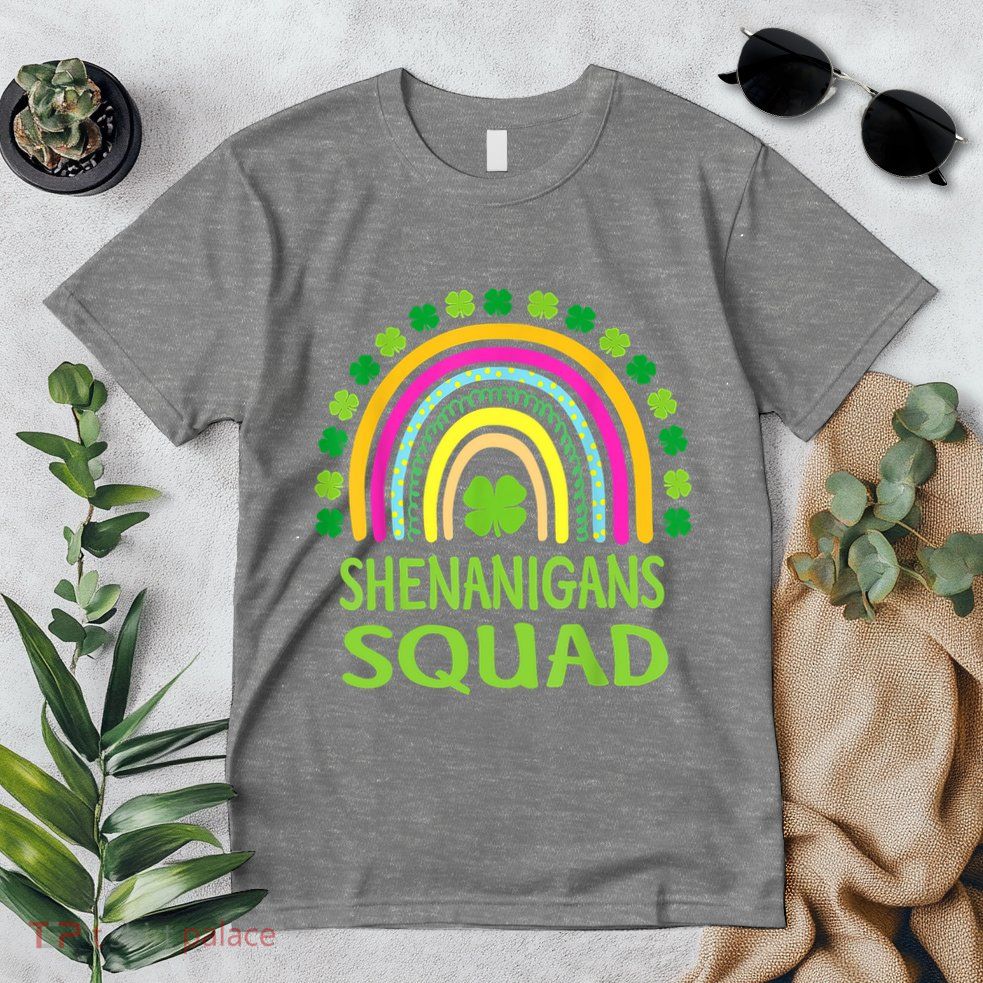 Shenanigans Squad St Patrick's Day Rainbow Shamrock Premium T-Shirt