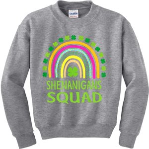 Shenanigans Squad St Patrick's Day Rainbow Shamrock Kids Sweatshirt