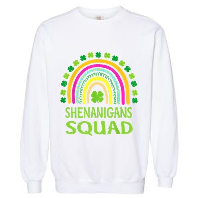 Shenanigans Squad St Patrick's Day Rainbow Shamrock Garment-Dyed Sweatshirt