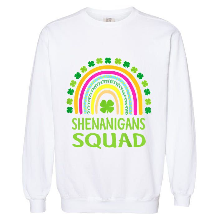 Shenanigans Squad St Patrick's Day Rainbow Shamrock Garment-Dyed Sweatshirt