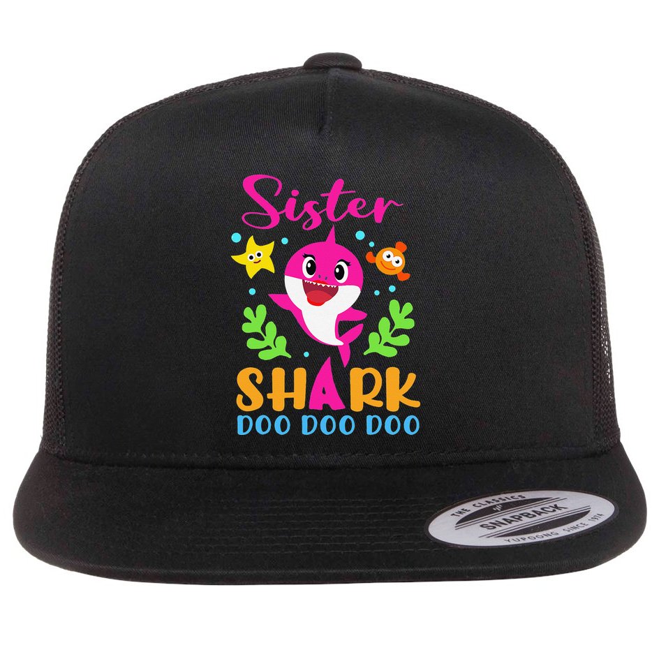 Sister Shark Sister Shark Lover Family Mother's Day Flat Bill Trucker Hat