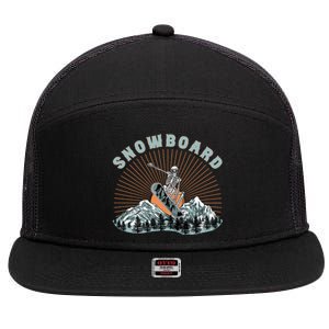 Skeleton Snowboard Snowboarding Winter Sports Snowboard 7 Panel Mesh Trucker Snapback Hat