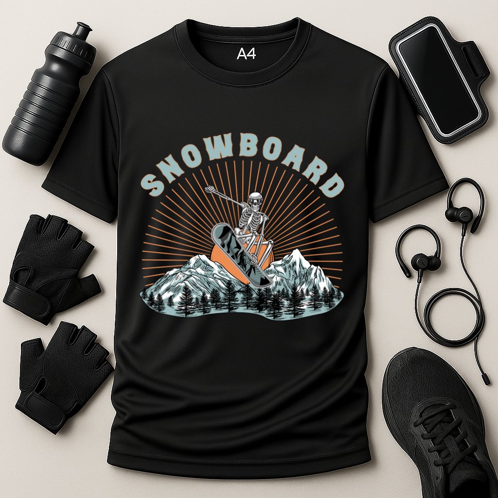 Skeleton Snowboard Snowboarding Winter Sports Snowboard Cooling Performance Crew T-Shirt