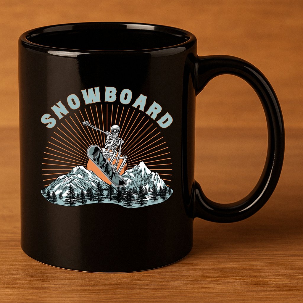 Skeleton Snowboard Snowboarding Winter Sports Snowboard 11oz C Handle Ceramic Mug
