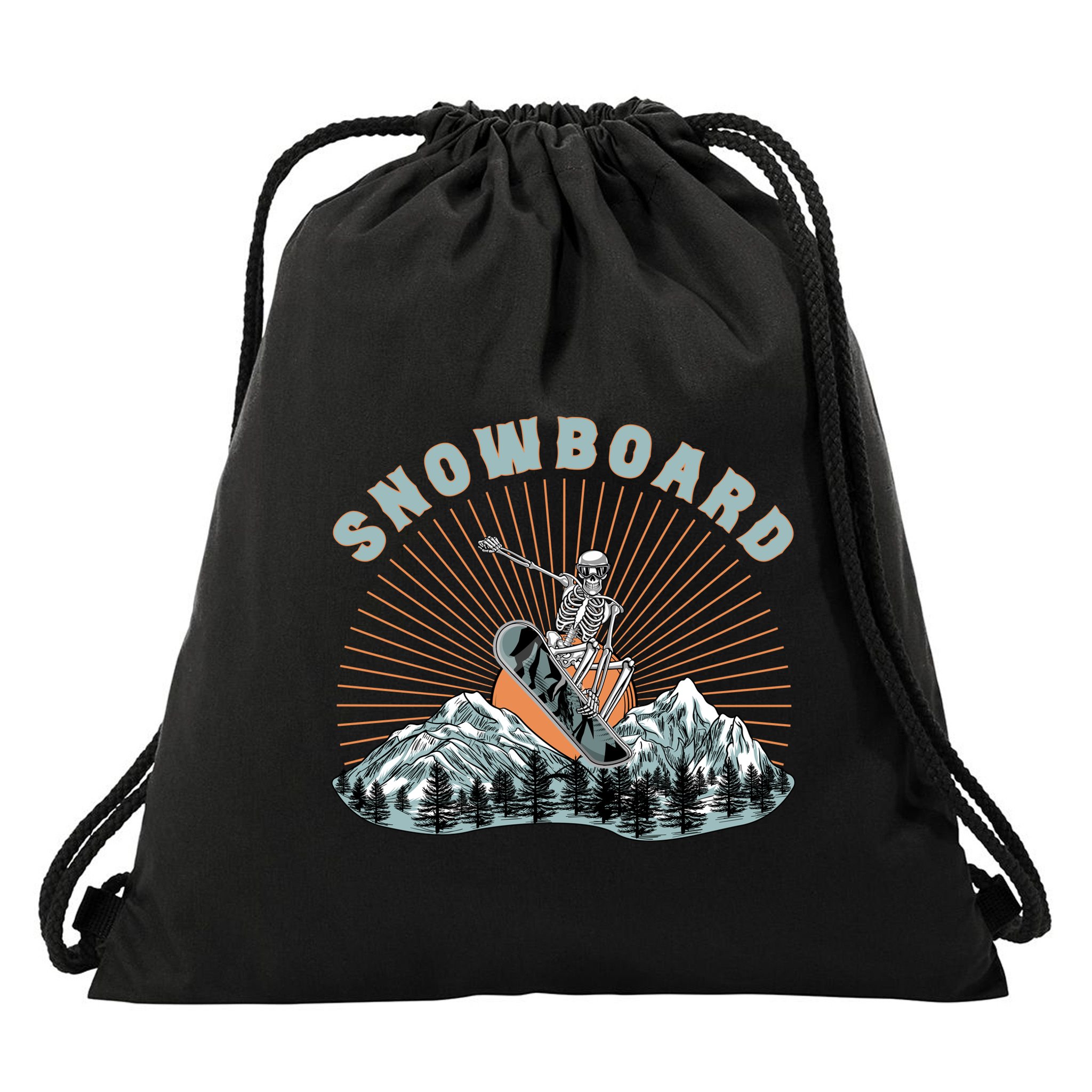 Skeleton Snowboard Snowboarding Winter Sports Snowboard Drawstring Bag